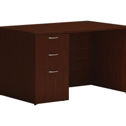 Computer Desks*HON Mod 48"W Single-Pedestal Desk, (HLPLDS4830BBFTM1) Traditional Mahogany