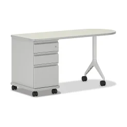 Office Desks*HON SmartLink 60" D-Shape Value Teacher Station Desk, Silver Mesh/Platinum (HLTV2460T-3.B9.K.T1)