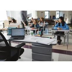 Office Desks*HON SmartLink 60" D-Shape Value Teacher Station Desk, Silver Mesh/Platinum (HLTV2460T-3.B9.K.T1)