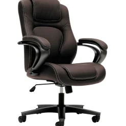 Office Chairs*HON Vinyl High-Back Executive Chair, Center-Tilt, Fixed Arms, Brown (BSXVL402EN45)