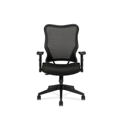 Office Chairs*HON Wave Mesh High-Back Task Chair, Synchro-Tilt, Adjustable Arms, Black Sandwich Mesh Seat (BSXVL702MM10)