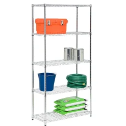 Shelving*Honey-Can-Do 5-Shelf Metal Shelving Unit, 36"W, Chrome Plated (SHF-06832)