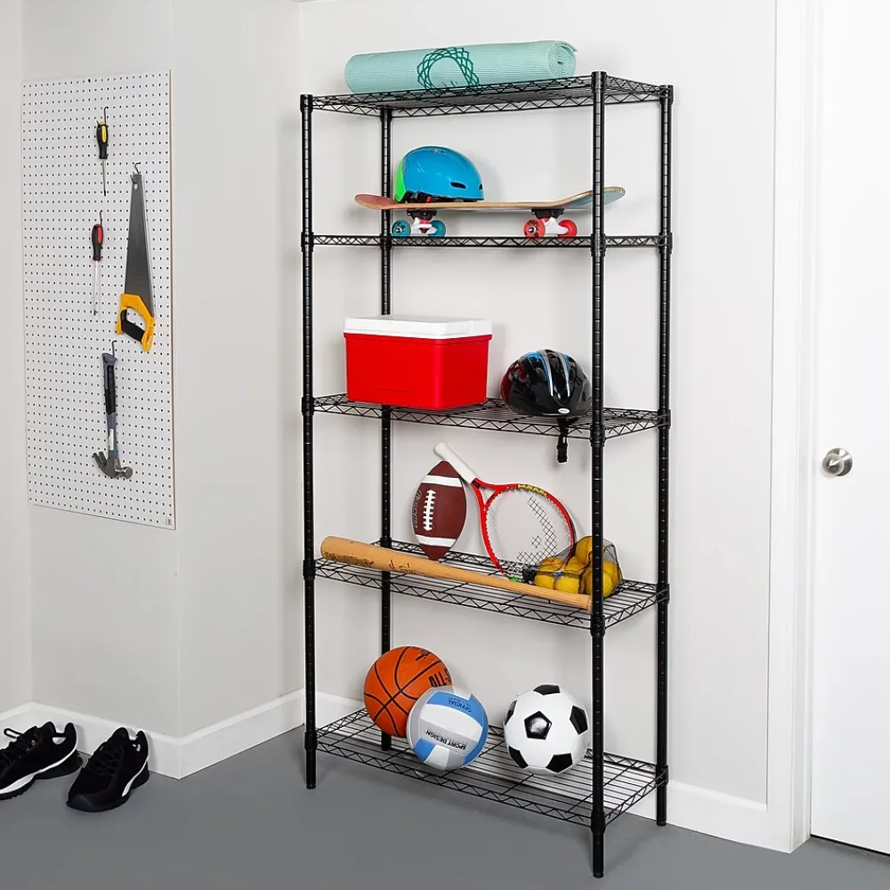 Shelving*Honey-Can-Do 5-Shelf Metal Unit, 36"W, Black (SHF-01442)