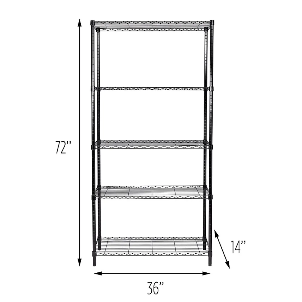 Shelving*Honey-Can-Do 5-Shelf Metal Unit, 36"W, Black (SHF-01442)