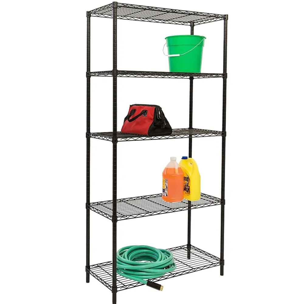 Shelving*Honey-Can-Do 5-Shelf Metal Unit, 36"W, Black (SHF-09627)