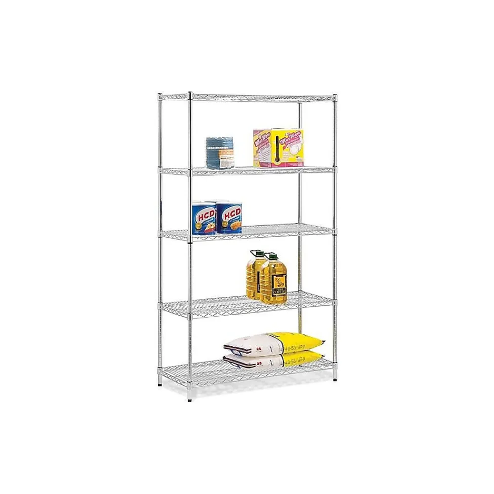 Shelving*Honey-Can-Do 5-Shelf Metal Unit, 42"W, Chrome (SHF-01441)