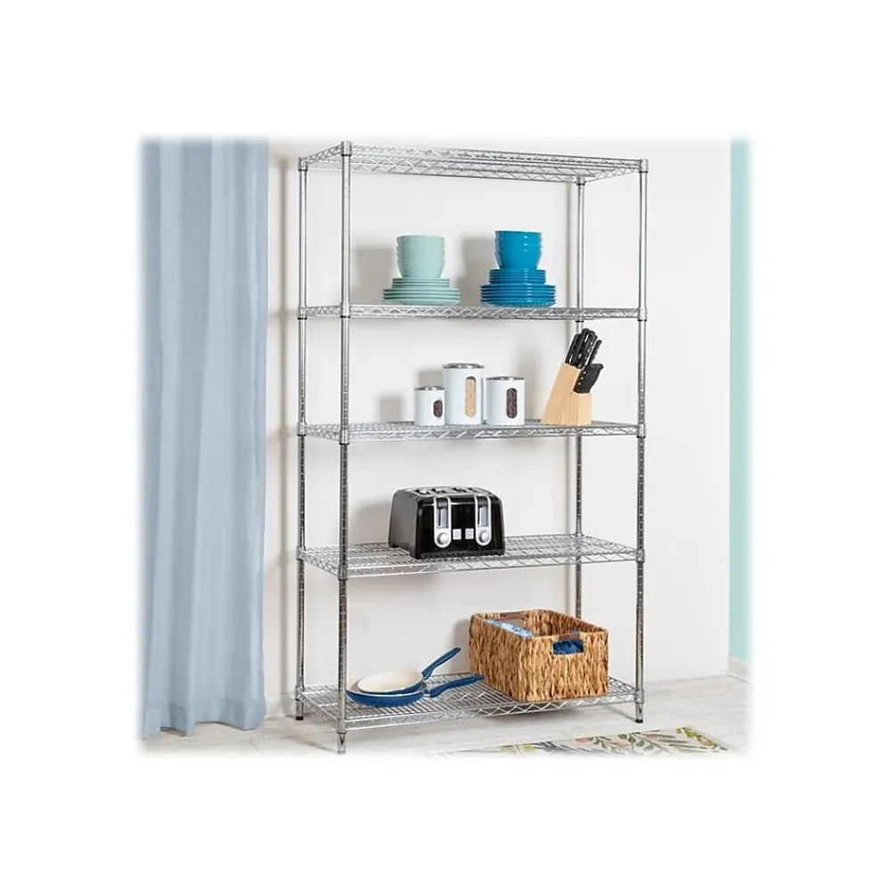 Shelving*Honey-Can-Do 5-Shelf Metal Unit, 42"W, Chrome (SHF-01441)