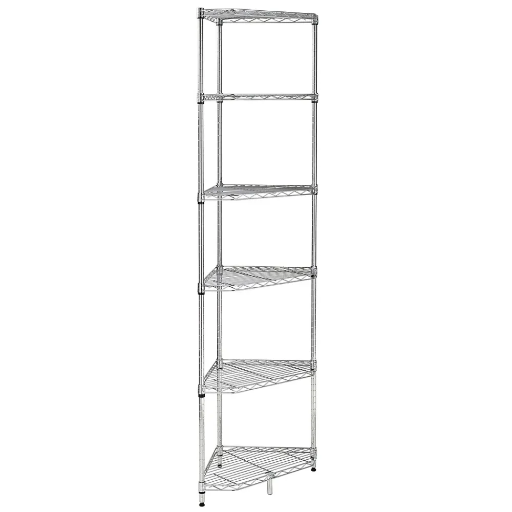 Shelving*Honey-Can-Do 6-Tier Compact Triangle Corner Shelving Unit, Chrome (SHF-10025)