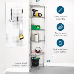 Shelving*Honey-Can-Do 6-Tier Compact Triangle Corner Shelving Unit, Chrome (SHF-10025)