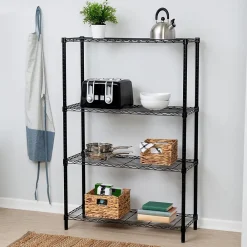 Shelving*Honey-Can-Do 4-Tier 250lb. Capacity Shelving Unit, Black (SHF-01908)