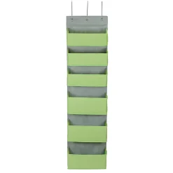 Shelving*Household Essentials 6 Pocket Plastic/Poly Over the Door Hanging Oranizer, 57" x 15" x 7", Lime (2167-1)
