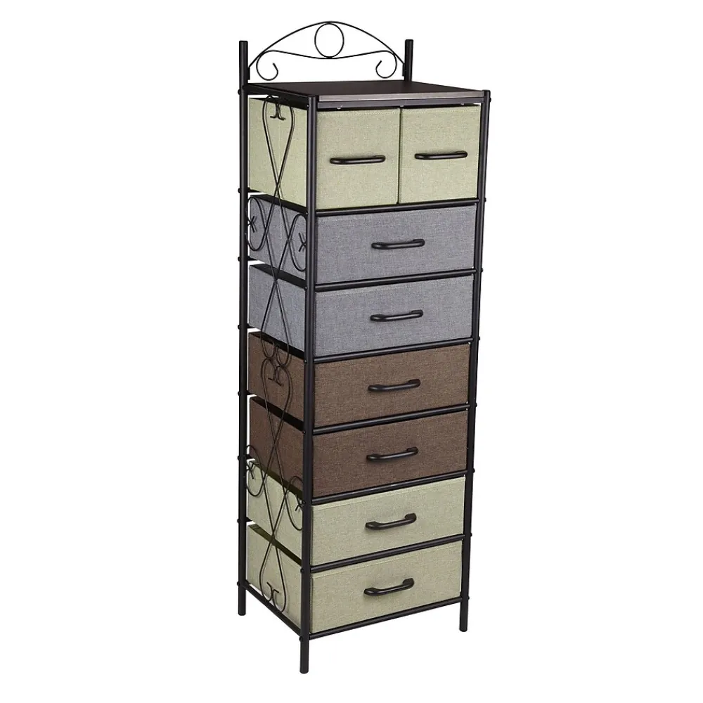 Shelving*Household Essentials 8-Drawer Tower, Black/Brown/Green/Blue (8044-1)