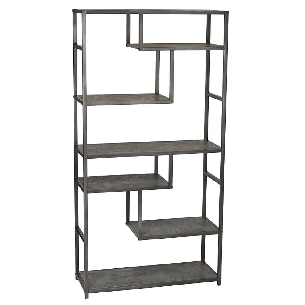 Bookcases*Household Essentials 65"H 6-Shelf Bookcase, (8090-1) Slate Faux Concrete