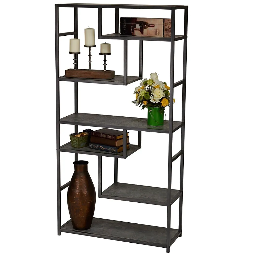 Bookcases*Household Essentials 65"H 6-Shelf Bookcase, (8090-1) Slate Faux Concrete