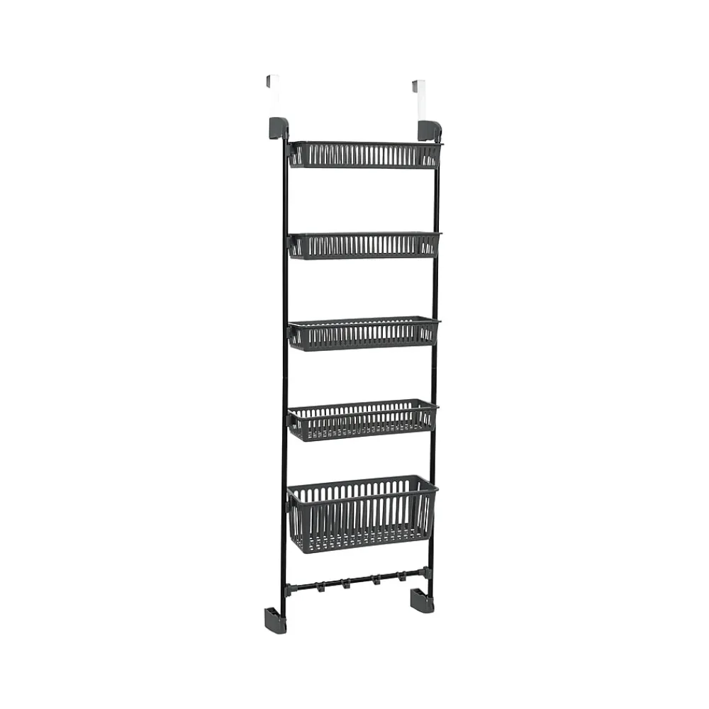 Shelving*Household Essentials 5-Shelf Plastic Over-the-Door Storage Rack, 20", /Black (2192-1) Gray