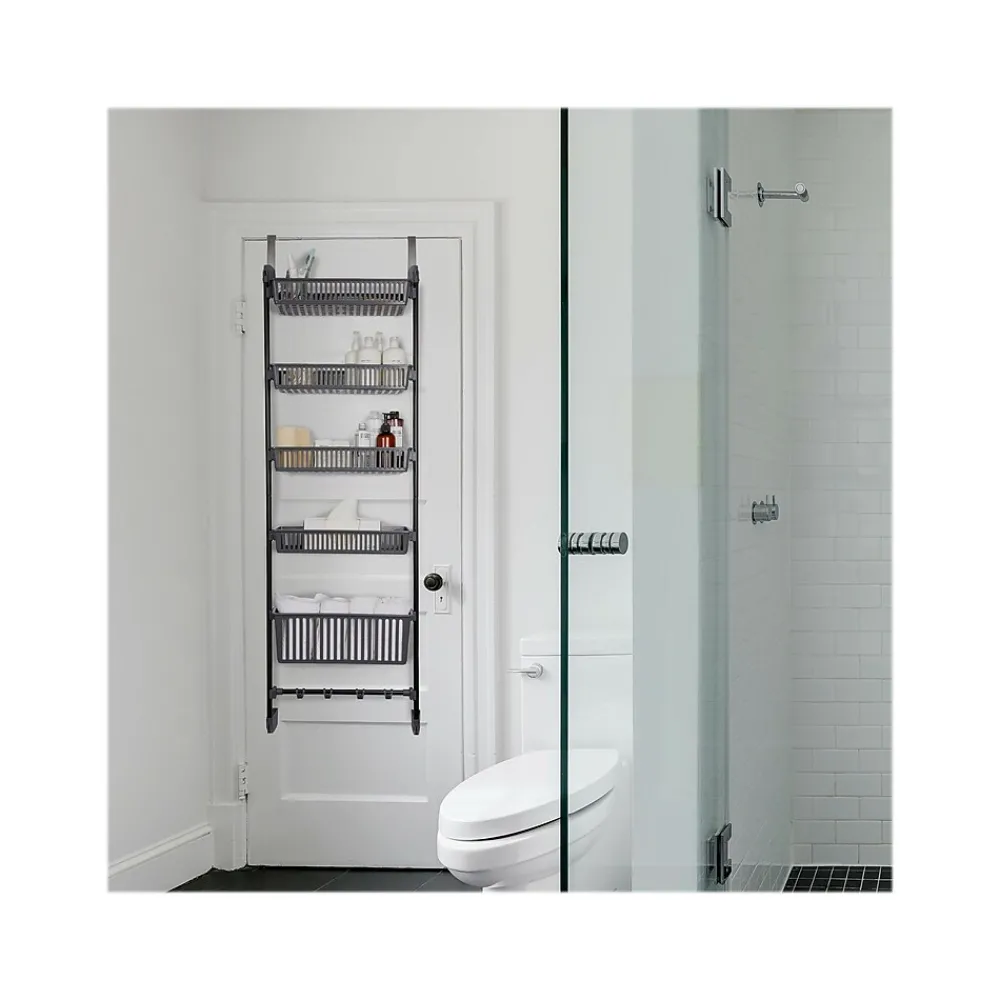Shelving*Household Essentials 5-Shelf Plastic Over-the-Door Storage Rack, 20", /Black (2192-1) Gray