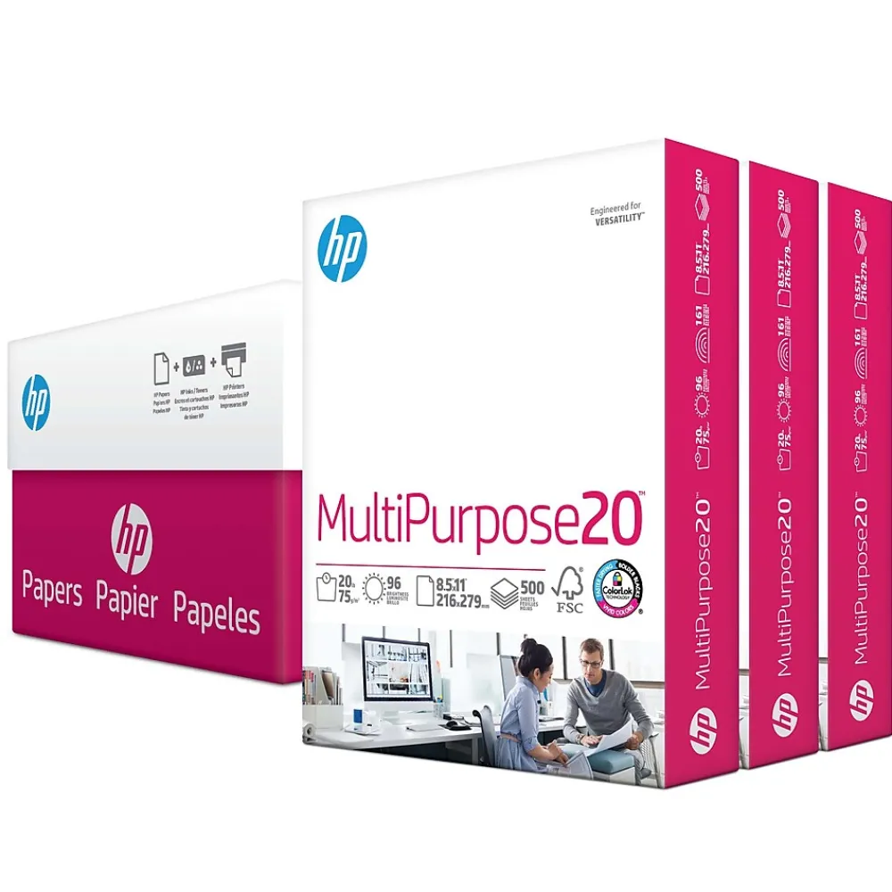 Large Quantity Paper*HP 8.5" x 11" Multipurpose Paper, 20 lbs., 96 Brightness, 1500 Sheets/Carton (112530)