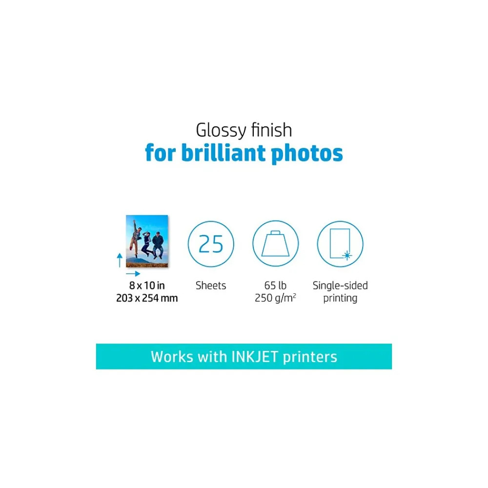 Photo Paper*HP Advanced Photo Paper, Glossy, 8" x 10", 25 Sheets/Pack (6J777A)