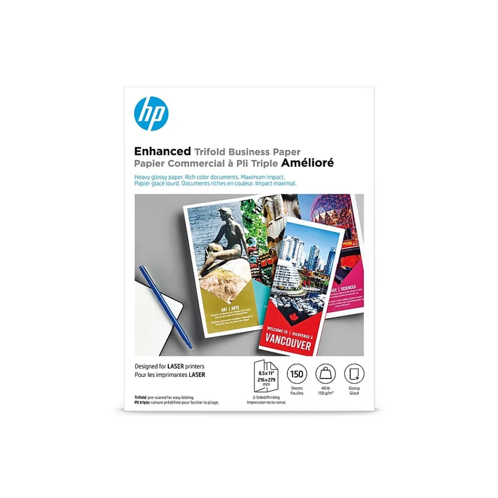 Photo Paper*HP Enhanced Glossy Tri-Fold Business Paper, 8.5" x 11", 150 Sheet/Pack (Q6612A)