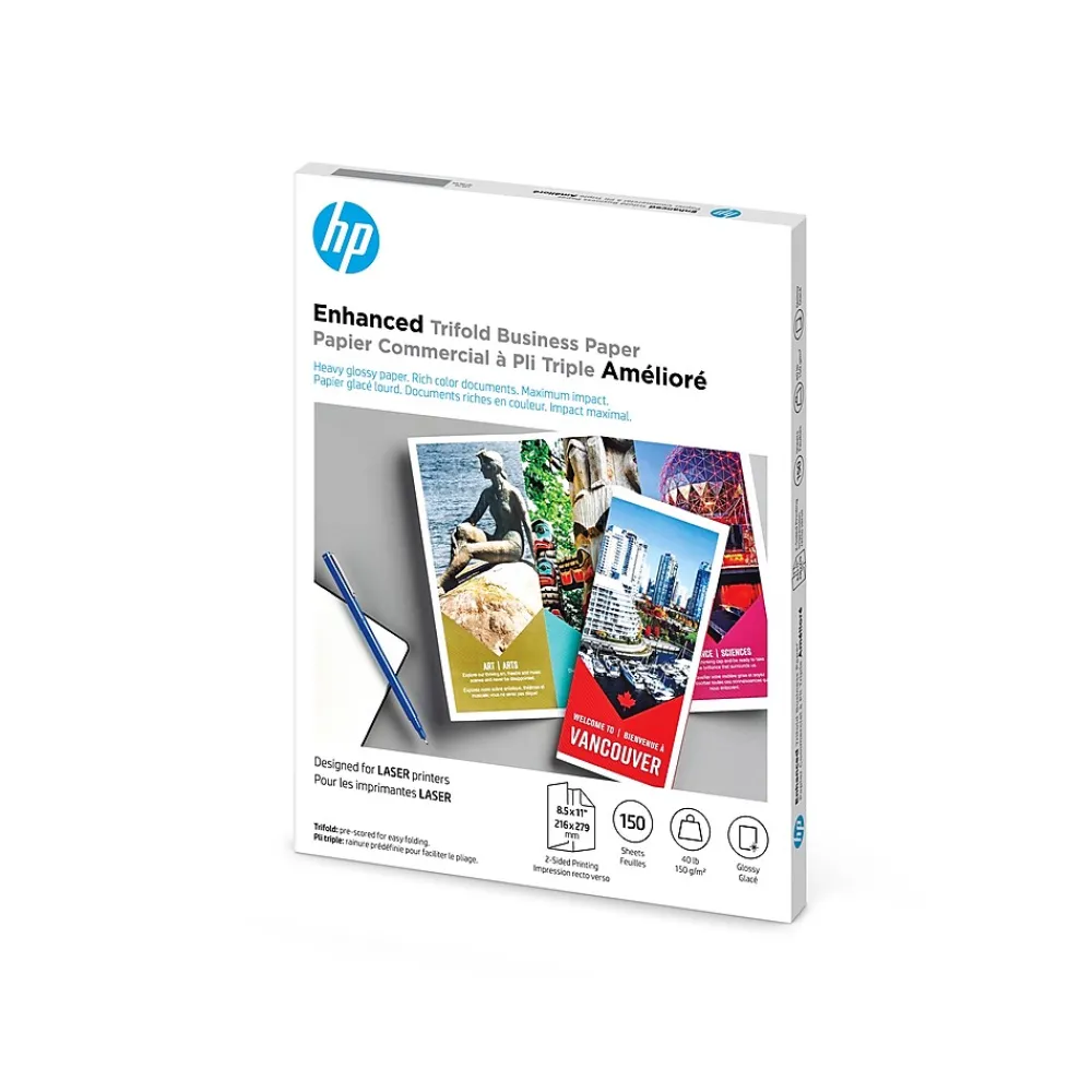 Photo Paper*HP Enhanced Glossy Tri-Fold Business Paper, 8.5" x 11", 150 Sheet/Pack (Q6612A)