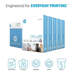 Copy Paper*HP Office20 8.5" x 11" Copy Paper, 20 lbs., 92 Brightness, 2500 Sheets/Carton (C8511C)