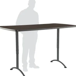 Standing Desks*ICEBERG Arc Adjustable Height Rectangular Conference Table, Walnut/Gray Legs, 30"-42"H x 72"W x 36"D