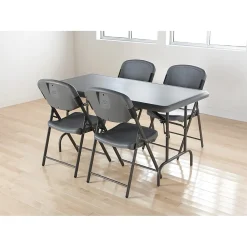 Folding & Stacking*ICEBERG Rough 'N Ready Folding Chairs, Plastic, Charcoal, Seat: 18 3/4