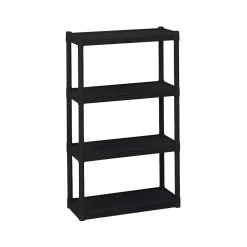 Shelving*ICEBERG Rough 'N Ready 4-Shelf Polypropylene Stand Alone, 32"W, Black (20841)
