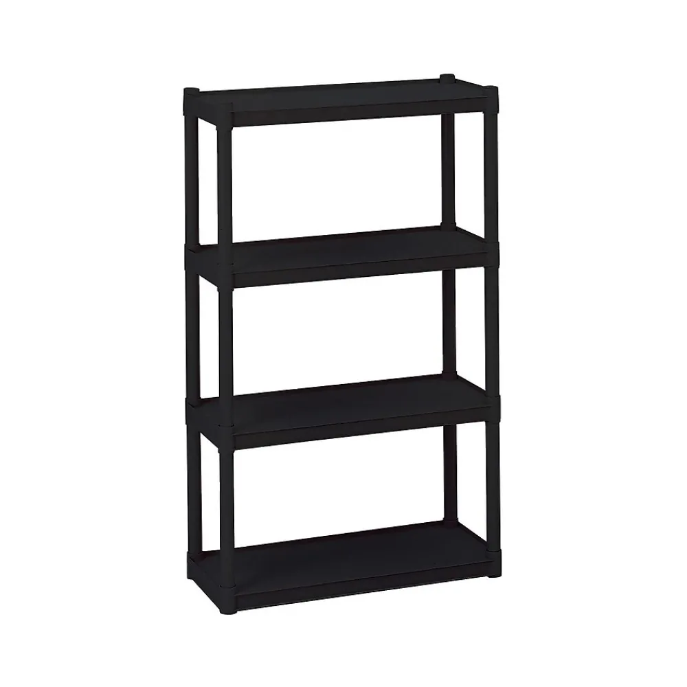 Shelving*ICEBERG Rough 'N Ready 4-Shelf Polypropylene Stand Alone, 32"W, Black (20841)