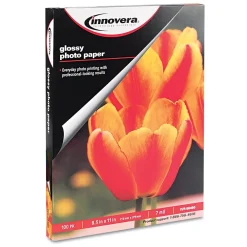 Photo Paper*Innovera Glossy Photo Paper, 8.5" x 11", 100 Sheets/Pack (IVR99490)