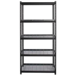 Shelving*Iron Horse 2300 lb. Wire Rivet Series 5-Shelf Metal/Wire Deck Shelving Unit, 36"W, Black (22130)