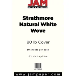Card Stock*JAM Paper 80 lb. Cardstock Paper, 8.5" x 14", Natural White, 50 Sheets/Pack (17428899)