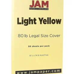 Card Stock*JAM Paper 80 lb. Cardstock Paper, 8.5" x 14", Light Yellow, 50 Sheets/Pack (16729341)