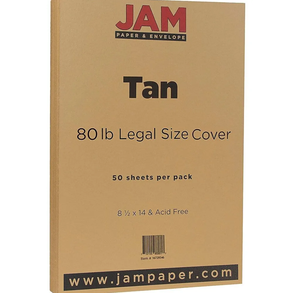 Card Stock*JAM Paper 80 lb. Cardstock Paper, 8.5" x 14", Light Brown Tan, 50 Sheets/Pack (16729546)