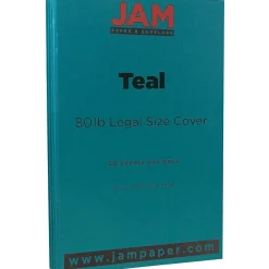 Card Stock*JAM Paper 80 lb. Cardstock Paper, 8.5" x 14", Teal Blue, 50 Sheets/Pack (16729449)