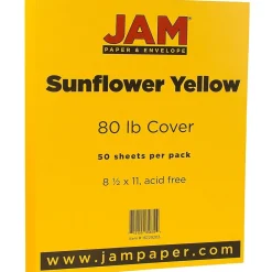 Card Stock*JAM Paper 80 lb. Cardstock Paper, 8.5" x 11", Sunflower Yellow, 50 Sheets/Pack (16729203)