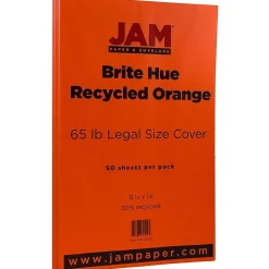 Card Stock*JAM Paper 65 lb. Cardstock Paper, 8.5" x 14", Orange Brite Hue, 50 Sheets/Pack (16730931)