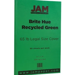 Card Stock*JAM Paper 65 lb. Cardstock Paper, 8.5" x 14", Green, 50 Sheets/Pack (16730936)