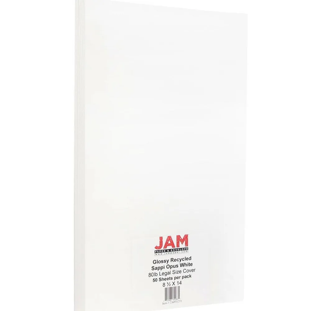 Card Stock*JAM Paper 80 lb. Cardstock Paper, 8.5" x 14", Glossy White, 50 Sheets/Pack (236931271)