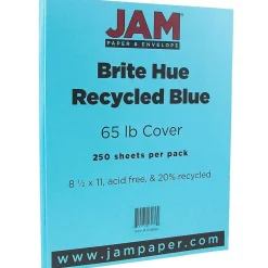 Card Stock*JAM Paper 65 lb. Cardstock Paper, 8.5" x 11", Blue, 250 Sheets/Ream (101899B)