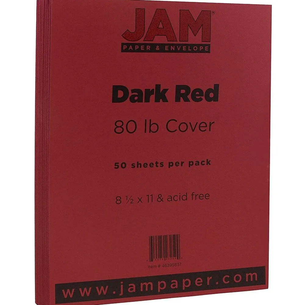 Card Stock*JAM Paper 80 lb. Cardstock Paper, 8.5" x 11", Dark Red, 50 Sheets/Pack (46395837)