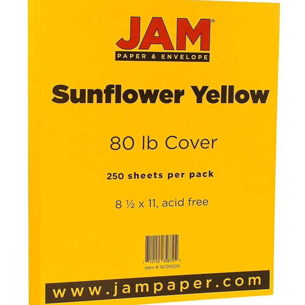 Card Stock*JAM Paper 80 lb. Cardstock Paper, 8.5" x 11", Sunflower Yellow, 250 Sheets/Ream (16729203B)