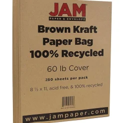 Card Stock*JAM Paper 65 lb. Cardstock Paper, 8.5" x 11", Brown Kraft, 250 Sheets/Ream (LEKR120606B)