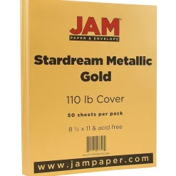 Card Stock*JAM Paper 110 lb. Cardstock Paper, 8.5" x 11", Gold Stardream, 50 Sheets/Pack (173SD8511GO285)