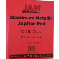 Card Stock*JAM Paper 110 lb. Cardstock Paper, 8.5" x 11", Jupiter Red Stardream, 50 Sheets/Pack (173SD8511JU285)