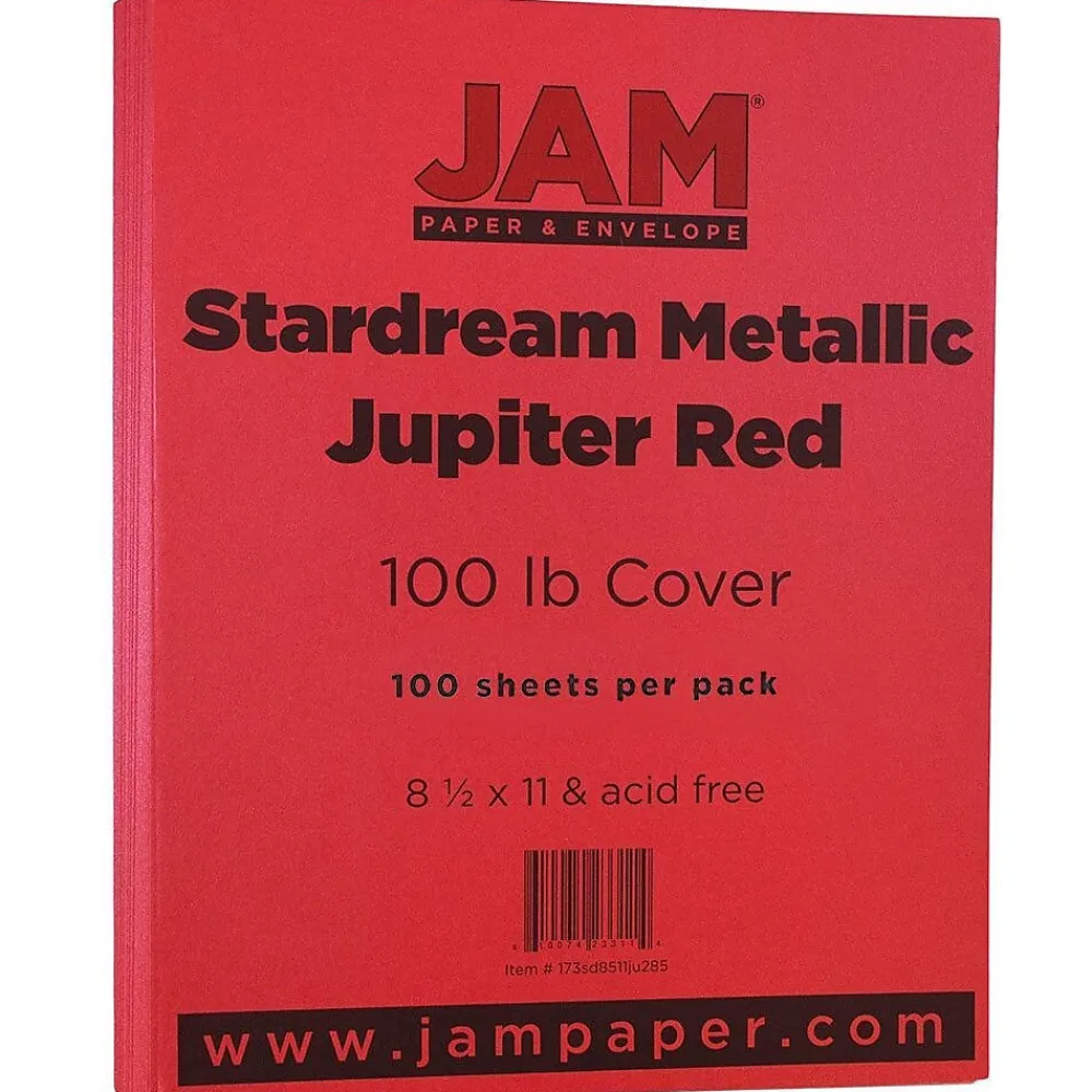 Card Stock*JAM Paper 110 lb. Cardstock Paper, 8.5" x 11", Jupiter Red Stardream, 50 Sheets/Pack (173SD8511JU285)