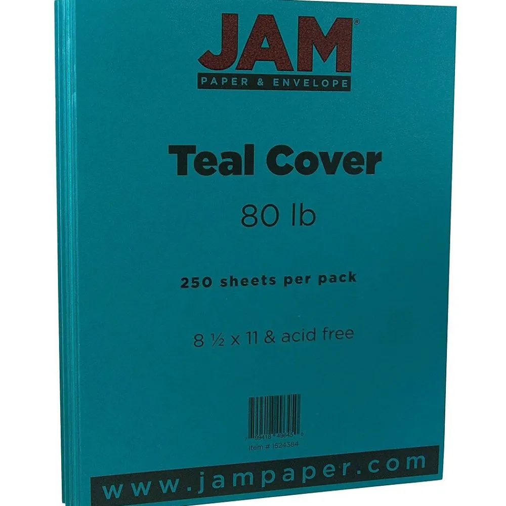 Card Stock*JAM Paper 80 lb. Cardstock Paper, 8.5" x 11", Teal, 250 Sheets/Ream (1524384B)