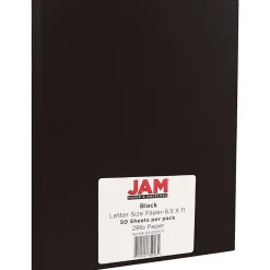 Card Stock*JAM Paper 28 lb. Colored Paper, 8.5" x 11", Black, 50 Sheets/Pack (64429571)