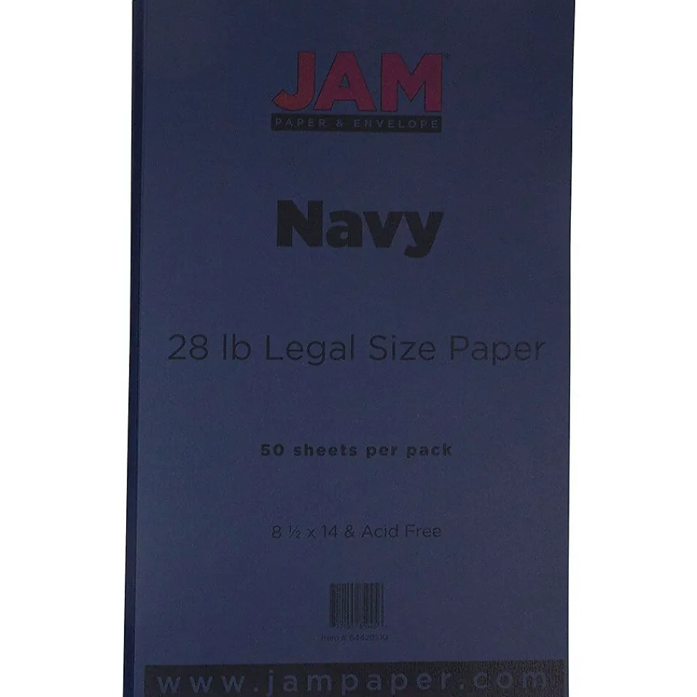 Multipurpose Paper*JAM Paper 8.5" x 14" Color Multipurpose Paper, 28 lbs., Navy Blue, 50 Sheets/Ream (64429510)