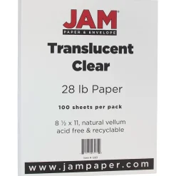 Multipurpose Paper*JAM Paper 8.5" x 11" Translucent Clear Vellum Paper, 28 lbs., 70 Brightness, 100 Sheets/Pack (1263)